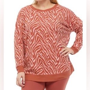 Wonderly Studios Pink & Caramel Zebra-Print XL Sweatshirt.